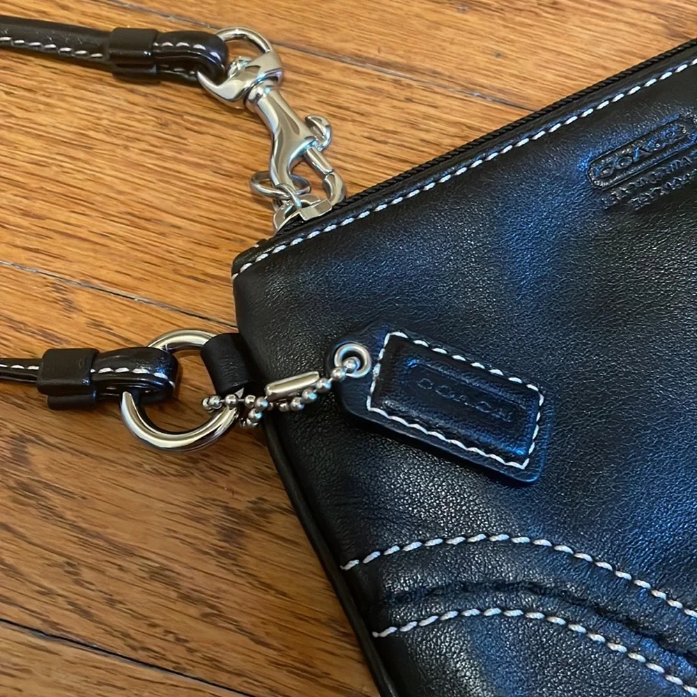 Coach black leather wristlet. Small.